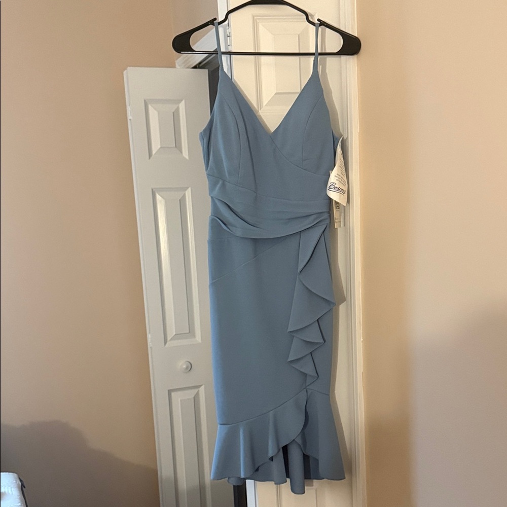 Elegant Blue Ruffle Dress